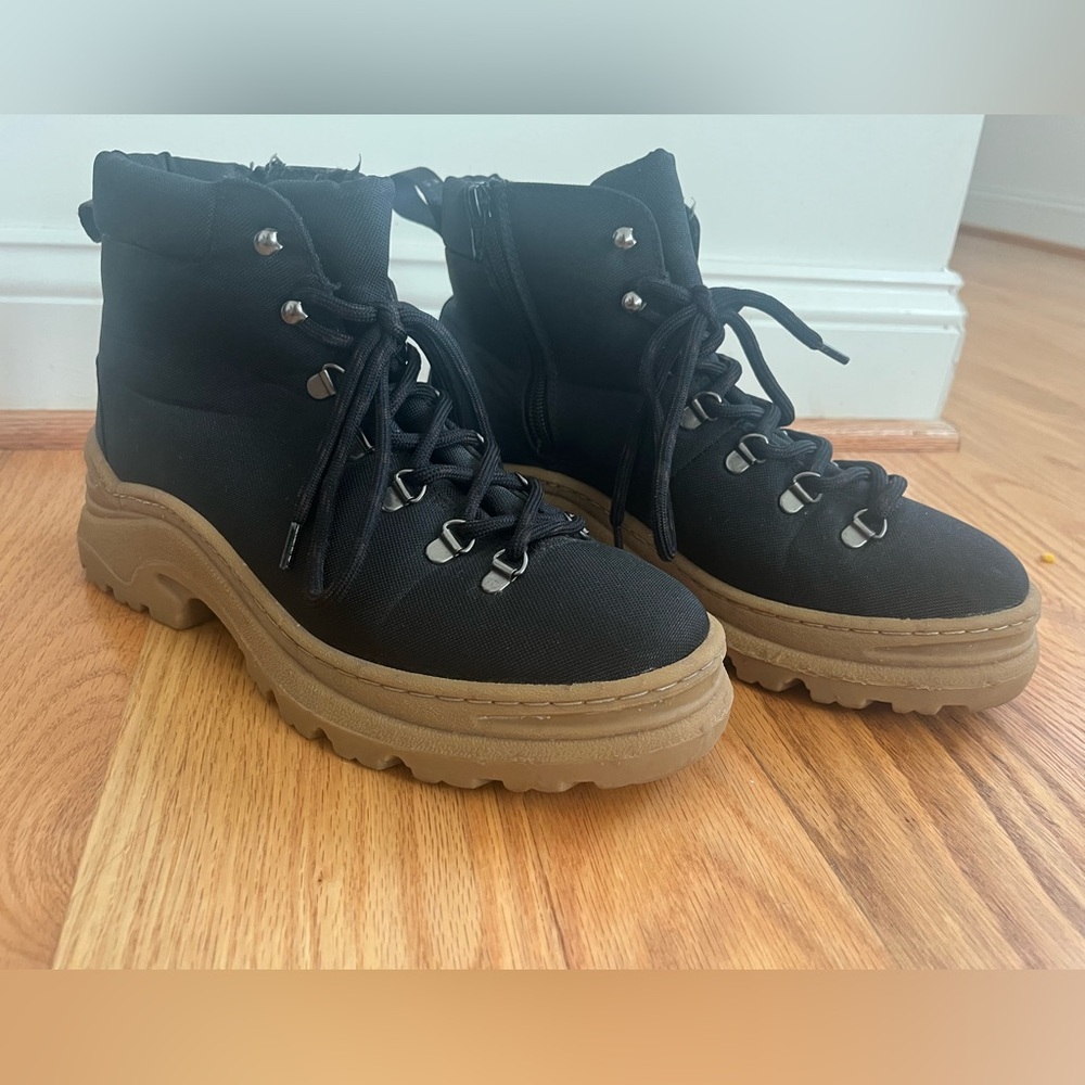 Stylish Black and Tan Combat Boots for Women
